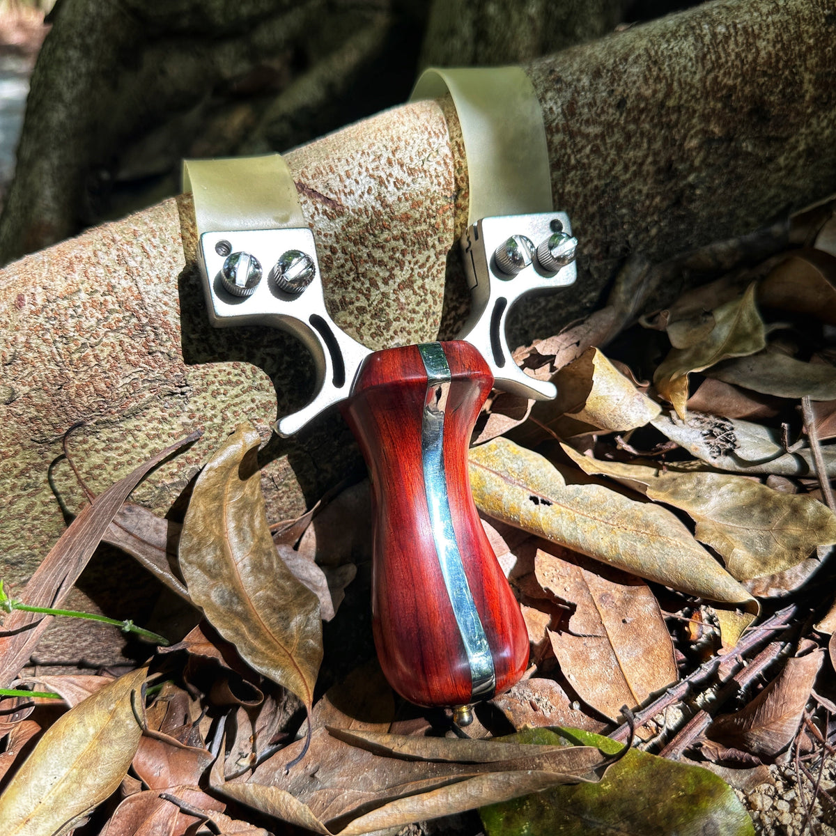Hunting Slingshot – Stainless Steel Wood Handle with Laser & Level Fiber Optic Sight