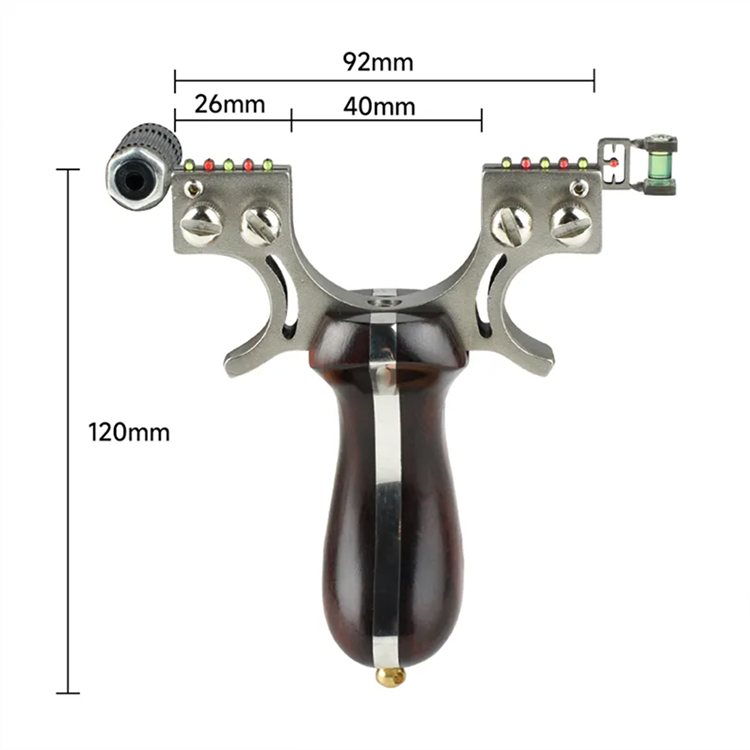 Hunting Slingshot – Stainless Steel Wood Handle with Laser & Level Fiber Optic Sight