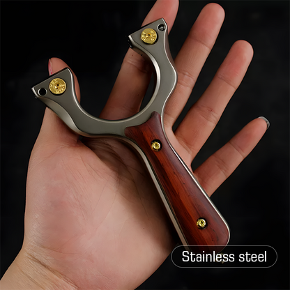 Hunting Slingshot – Tactical with Stainless Steel Wooden Handle with Target Practice