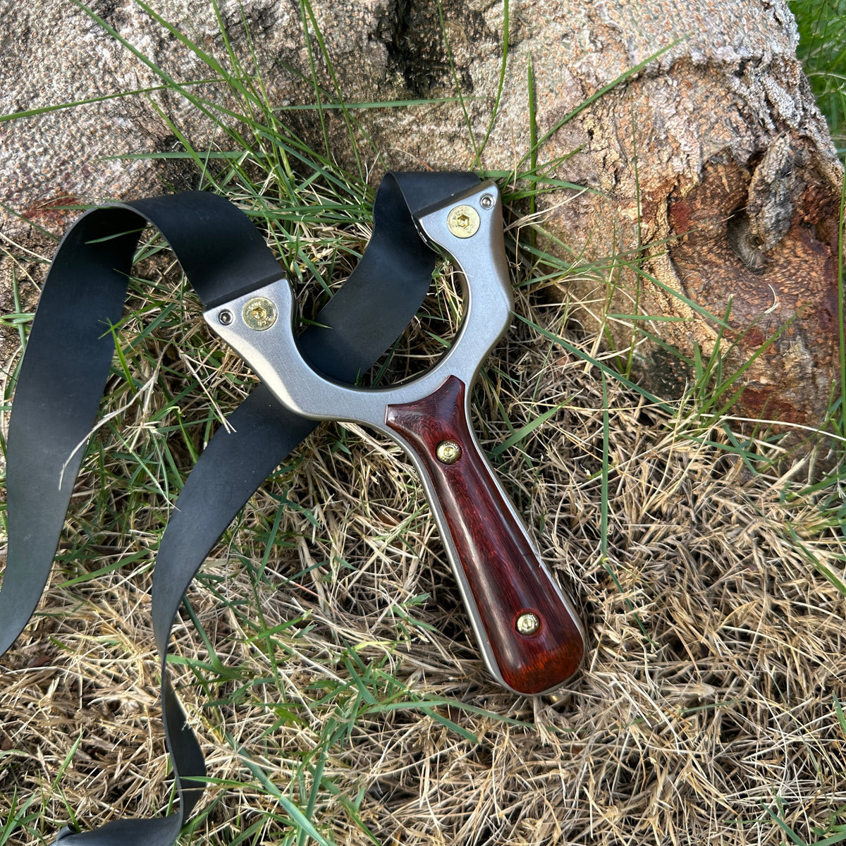 Hunting Slingshot – Tactical with Stainless Steel Wooden Handle with Target Practice