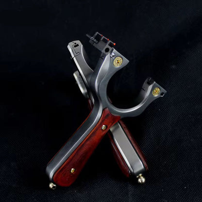 Hunting Slingshot – Tactical with Stainless Steel Wooden Handle with Target Practice