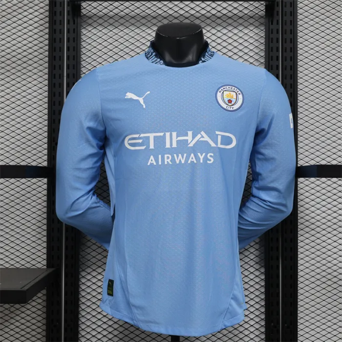 Player Version Manchester City Home Kit 24/25 Football Jersey Long Sleeves