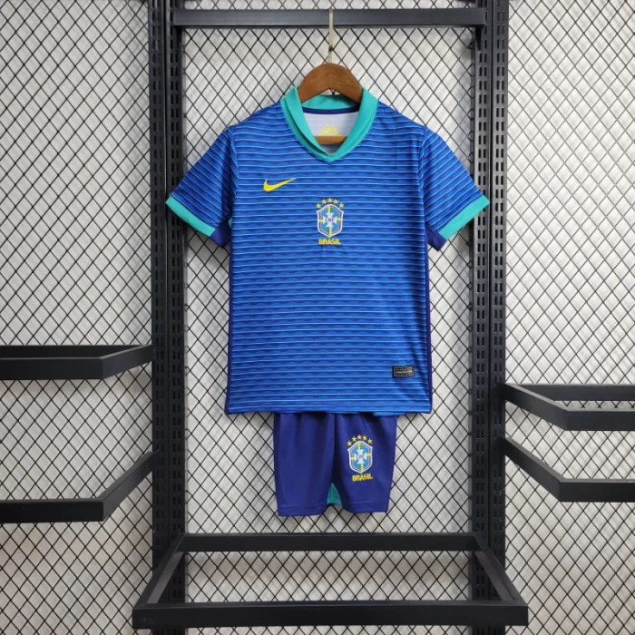 Kids Brazil Away Kit 24/25 Copa America 2024 Football Jersey
