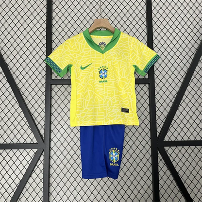Kids Brazil Home Kit 24/25 Copa America 2024 Football Jersey