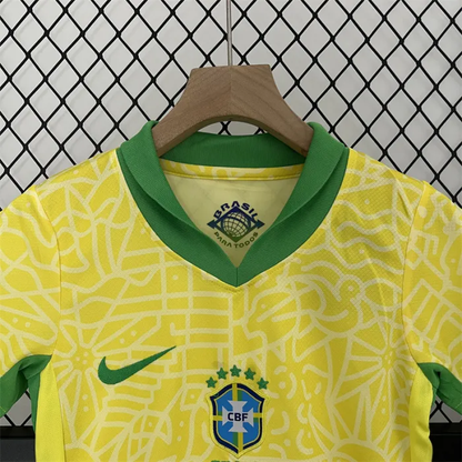Kids Brazil Home Kit 24/25 Copa America 2024 Football Jersey