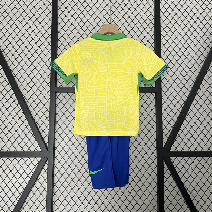 Kids Brazil Home Kit 24/25 Copa America 2024 Football Jersey
