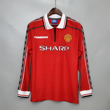 Manchester United Jersey Home Kit 1998/99 Retro Long Sleeves Football Team Soccer Shirt
