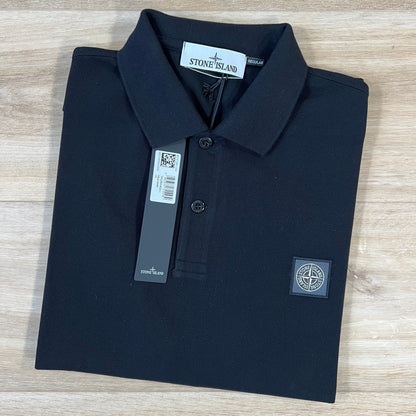 Stone Island Regular Fit Patch Logo Polo Shirt in Black