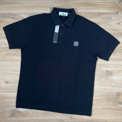 Stone Island Regular Fit Patch Logo Polo Shirt in Black