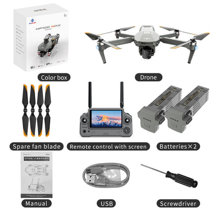 KF100 4K GPS Drone with 3-Axis Gimbal 10KM 5G FPV & Obstacle Avoidance Screen Remote Included