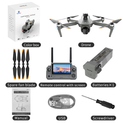 KF100 4K GPS Drone with 3-Axis Gimbal 10KM 5G FPV & Obstacle Avoidance Screen Remote Included