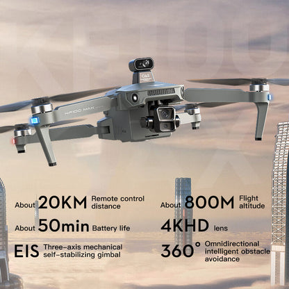 KF100 4K GPS Drone with 3-Axis Gimbal 10KM 5G FPV & Obstacle Avoidance Screen Remote Included