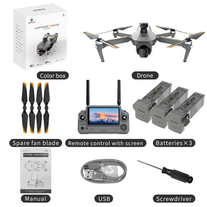 KF100 4K GPS Drone with 3-Axis Gimbal 10KM 5G FPV & Obstacle Avoidance Screen Remote Included