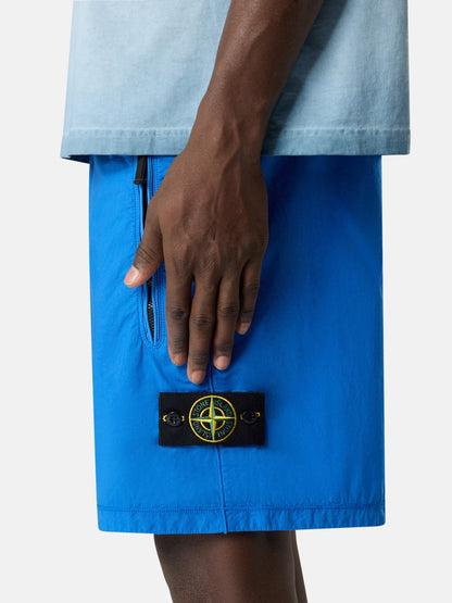 Stone Island Stretch Cotton Tela 'Paracadute' Wide-Leg Shorts in Bright Blue