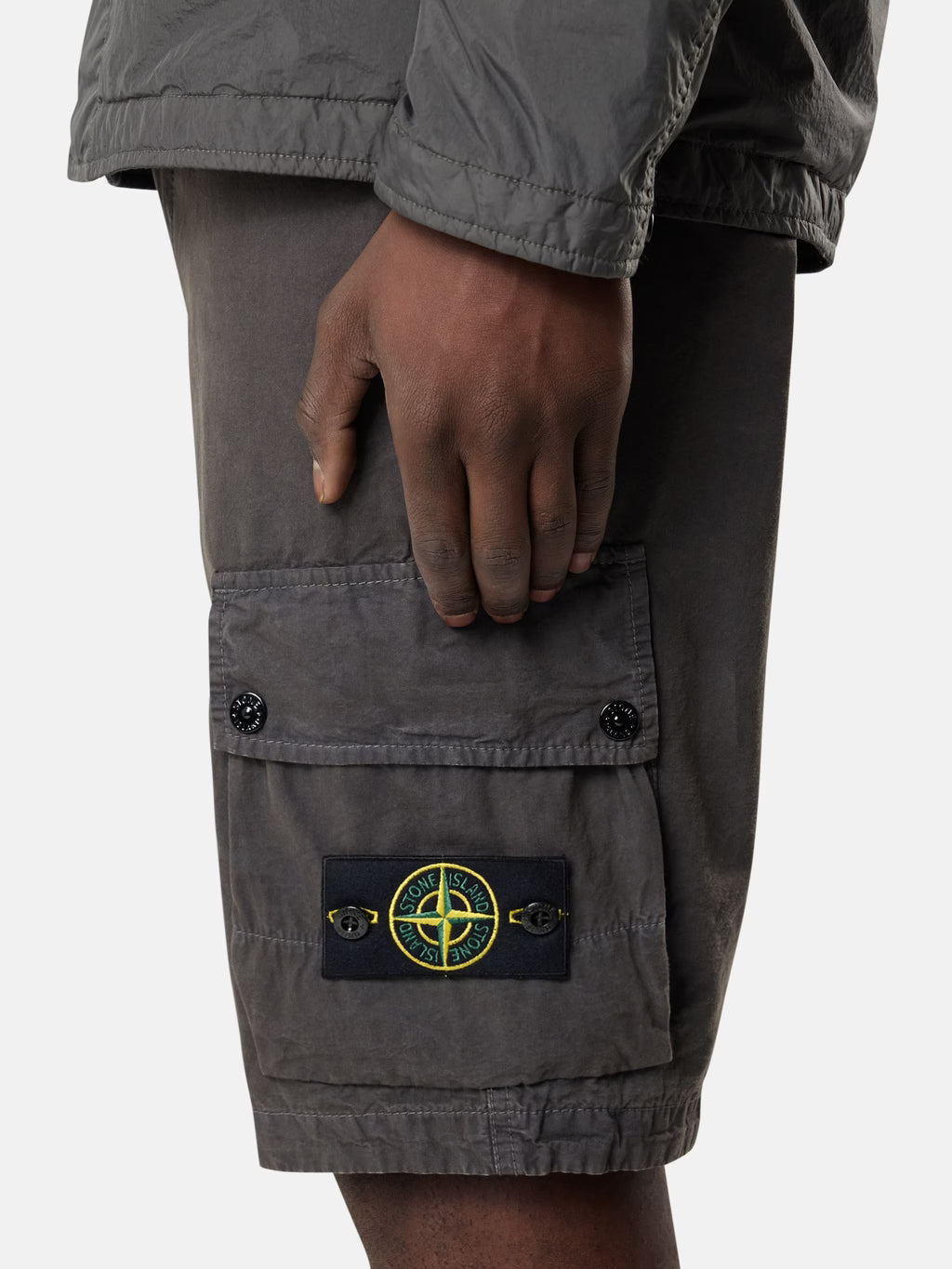 Stone Island Brushed Canvas 'Old Effect' Cargo Shorts in Charcoal Grey