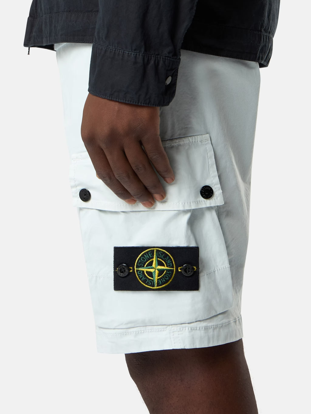 Stone Island Stretch Twill Cargo Bermuda Shorts in Sky Blue