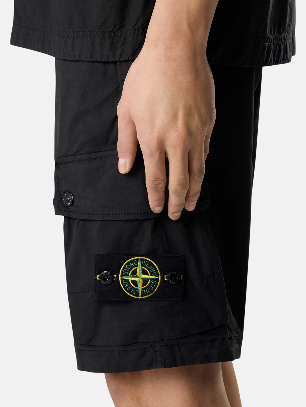 Stone Island Stretch Twill Cargo Bermuda Shorts in Black