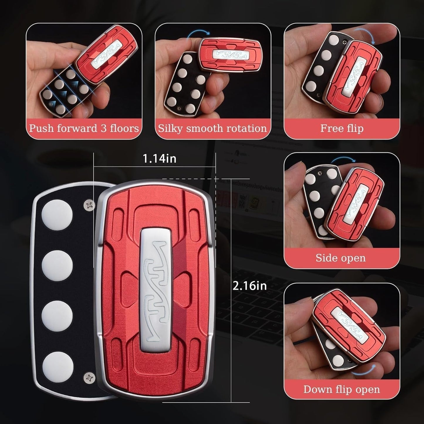 Magnetic Fidget Slider – Alloy CNC Engraved Sound Blade EDC Stress Relief ADHD Anxiety