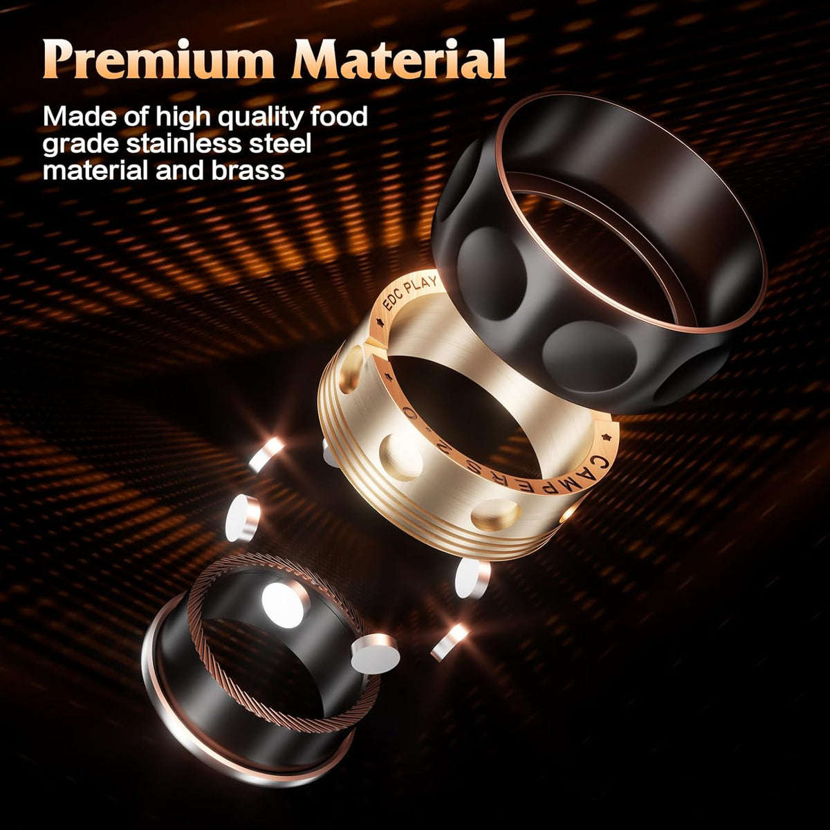 Magnetic Fidget Spinner – RelaxiSpin Rings with Stainless Steel & Brass Rings