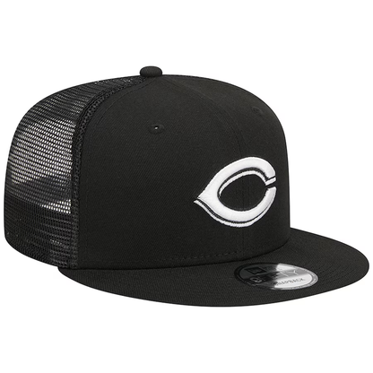 New Era Cincinnati Reds Trucker 9FIFTY Snapback Hat-Black/White
