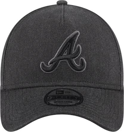 New Era Atlanta Braves Logo Essentials A Frame 9FORTY Adjustable Hat-Charcoal Black