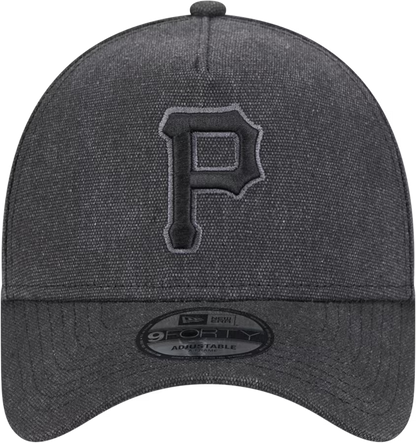 New Era Pittsburgh Pirates Logo Essentials A Frame 9FORTY Adjustable Hat-Charcoal Black