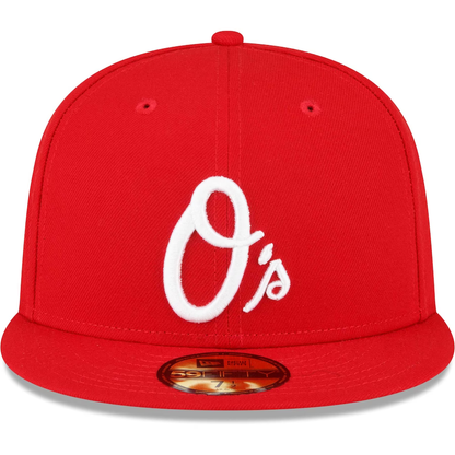 NEW ERA BALTIMORE ORIOLES RED SIDE PATCH 59FIFTY FITTED HAT