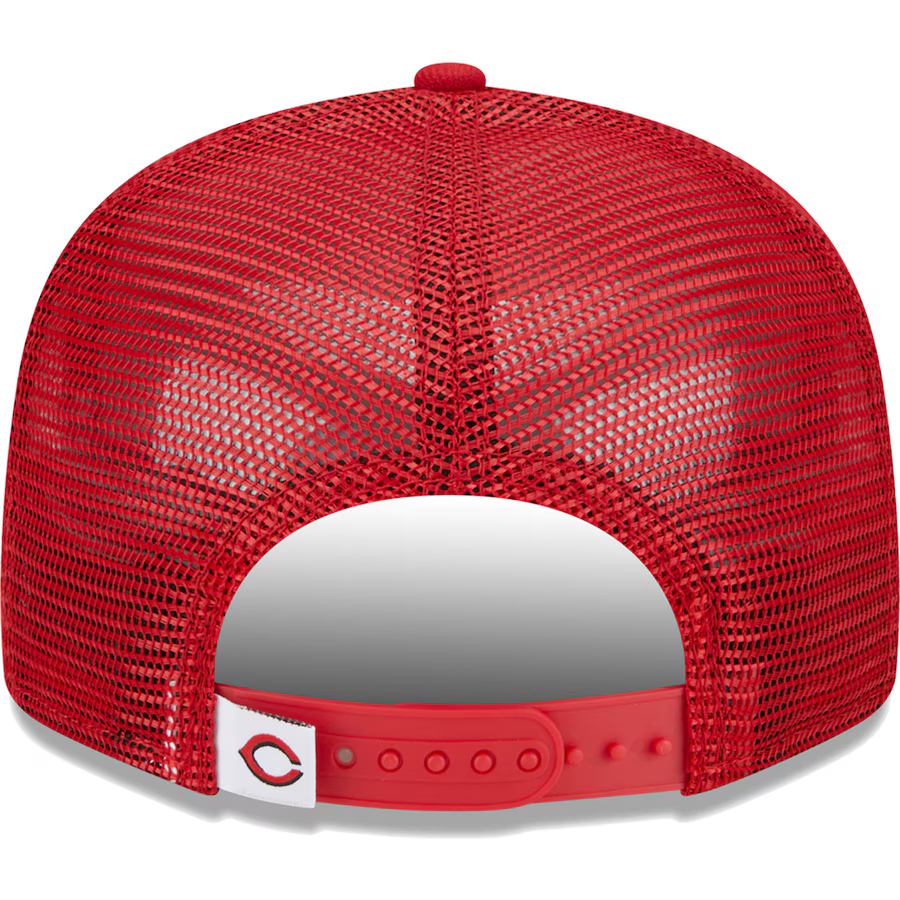 New Era Cincinnati Reds Team Color 9FIFTY Trucker Snapback Hat-Red