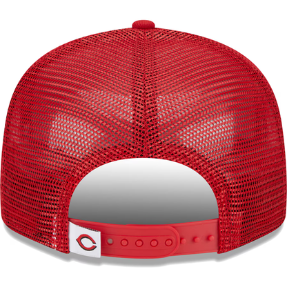 New Era Cincinnati Reds Team Color 9FIFTY Trucker Snapback Hat-Red