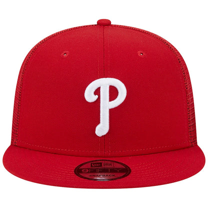 New Era Philadelphia Phillies Team Color 9FIFTY Truckers Snapback Hat-Red