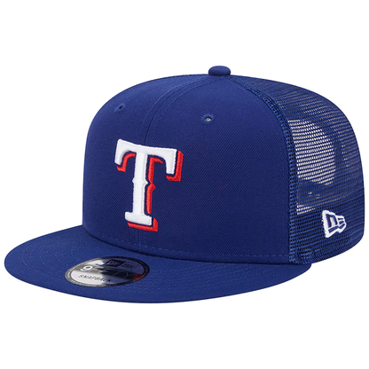 New Era Texas Rangers Team Color 9FIFTY Trucker Snapback Hat-Royal