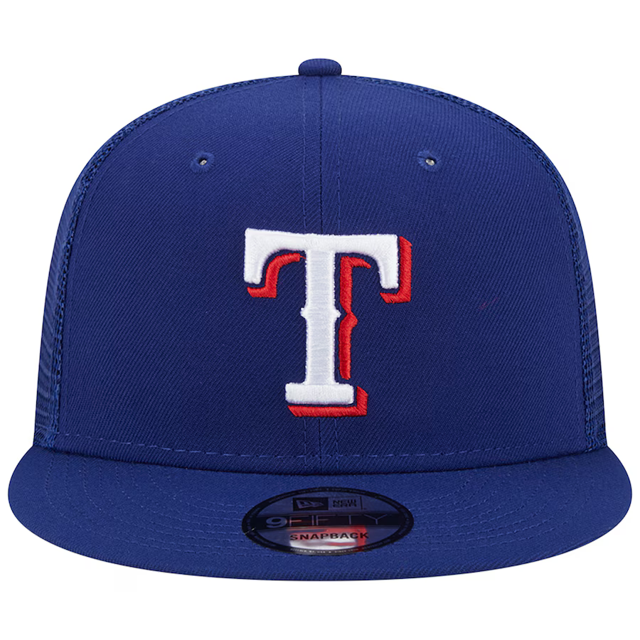 New Era Texas Rangers Team Color 9FIFTY Trucker Snapback Hat-Royal