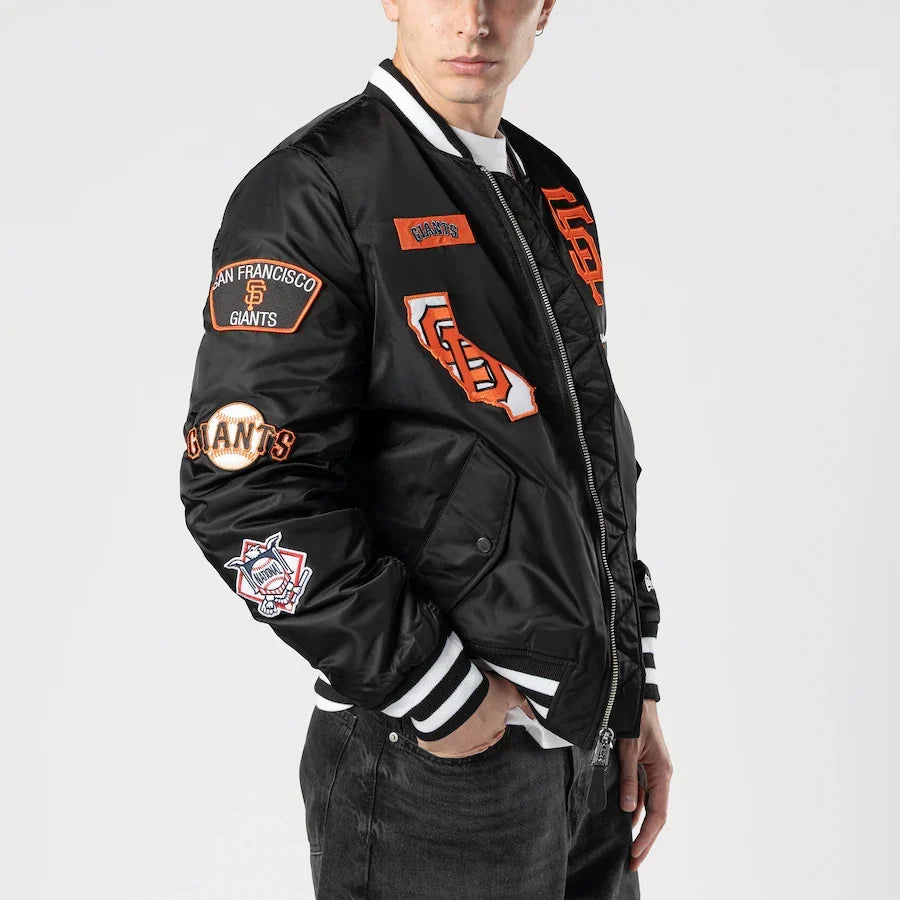 New Era Alpha Industries San Francisco Giants Bomber Jacket - Black