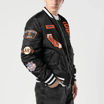New Era Alpha Industries San Francisco Giants Bomber Jacket - Black