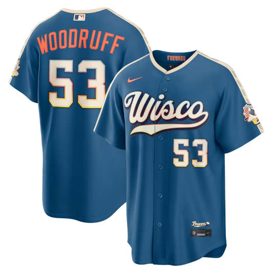 Brandon Woodruff Milwaukee Brewers 2026 City Connect Stadium Jersey - Mineral Blue
