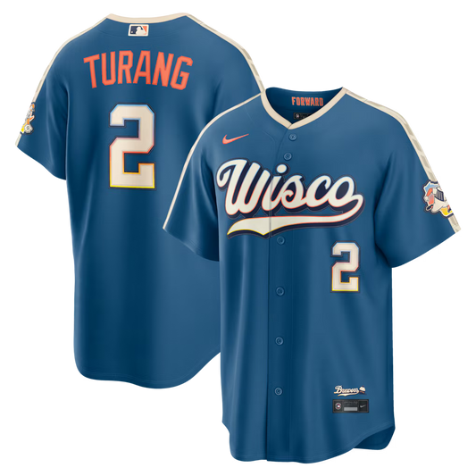 Brice Turang Milwaukee Brewers 2026 City Connect Stadium Jersey - Mineral Blue