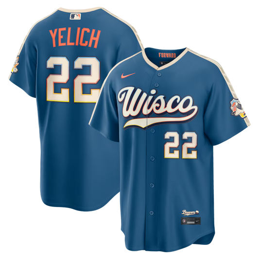 Christian Yelich Milwaukee Brewers 2026 City Connect Stadium Jersey - Mineral Blue