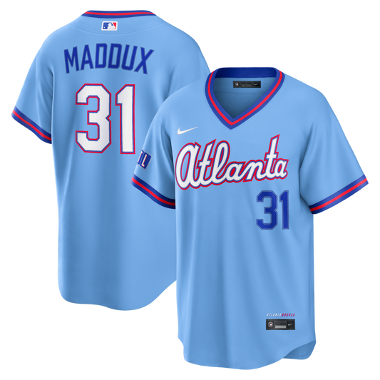 Greg Maddux Atlanta Braves 2026 City Connect Stadium Jersey - Powder Blue