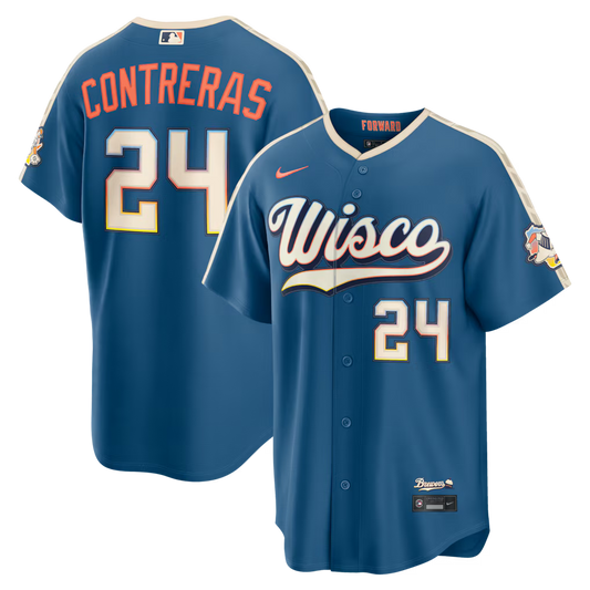 William Contreras Milwaukee Brewers 2026 City Connect Stadium Jersey - Mineral Blue