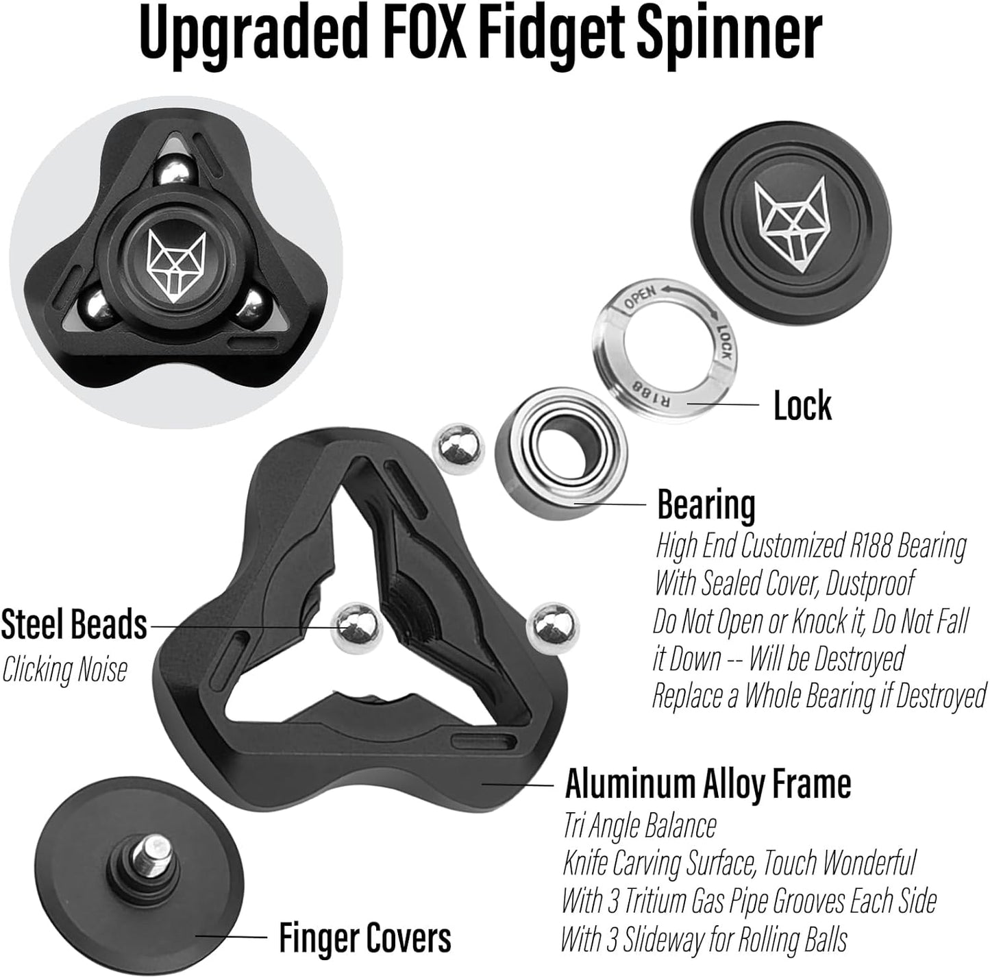 Metal Fidget Spinner – Helix Turbo with Torpedo Design with Detachable Parts High Spin EDC