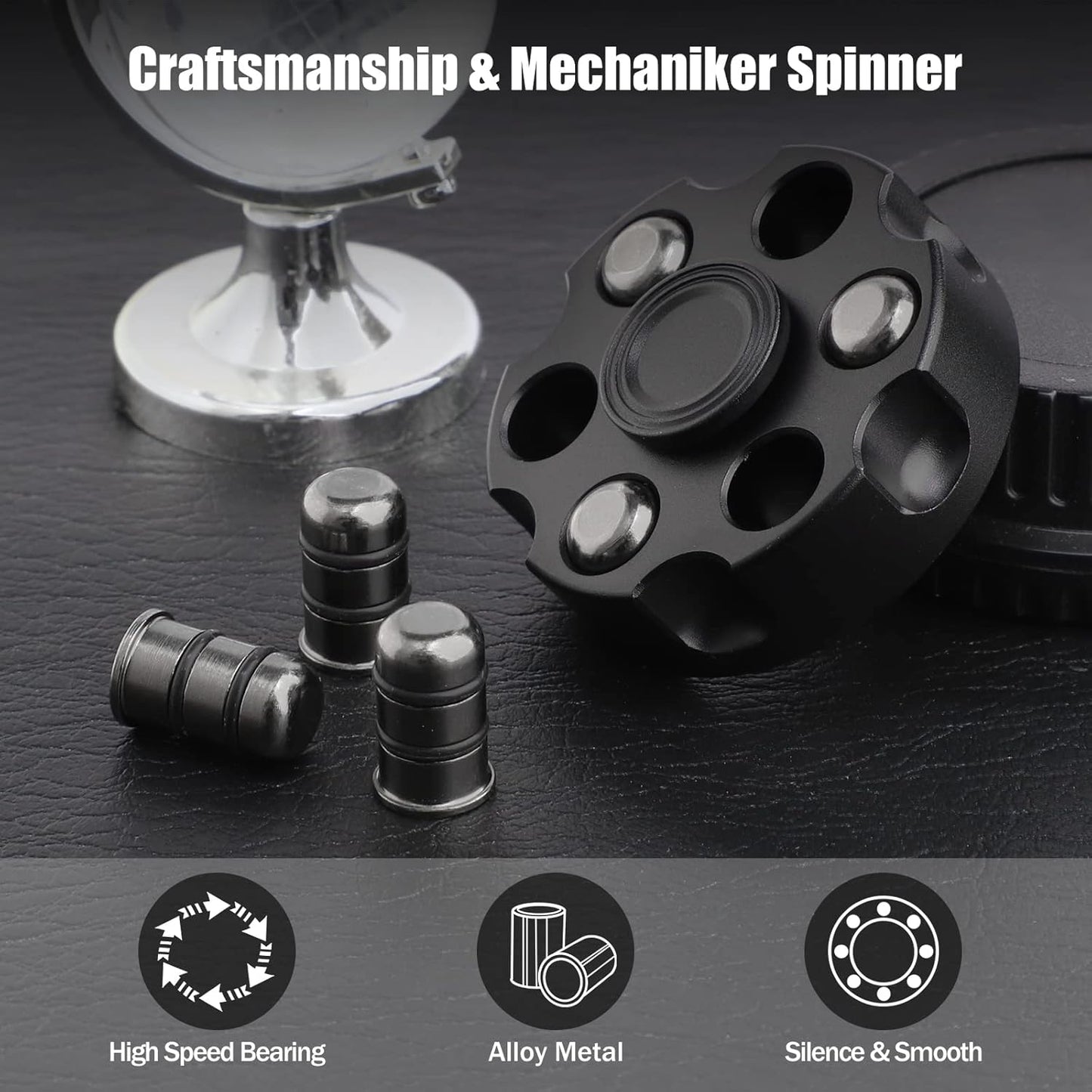 Metal Fidget Spinner – Spin Chamber Revolver with EDC Stress Relief Toy