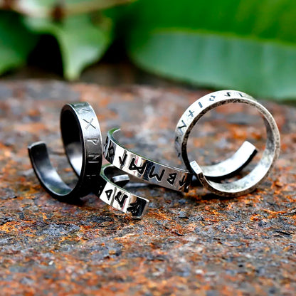 Metal Fidget Spinner – Statement Ring with Gothic Viking Rune Rotating Punk Retro