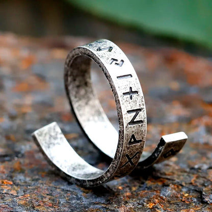 Metal Fidget Spinner – Statement Ring with Gothic Viking Rune Rotating Punk Retro