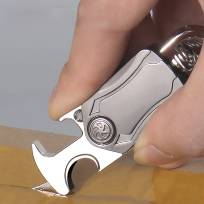 Metal Fidget Spinner – UniKey EDC Car Keychain Multi-Tool with Box Cutter, & Phone Stand