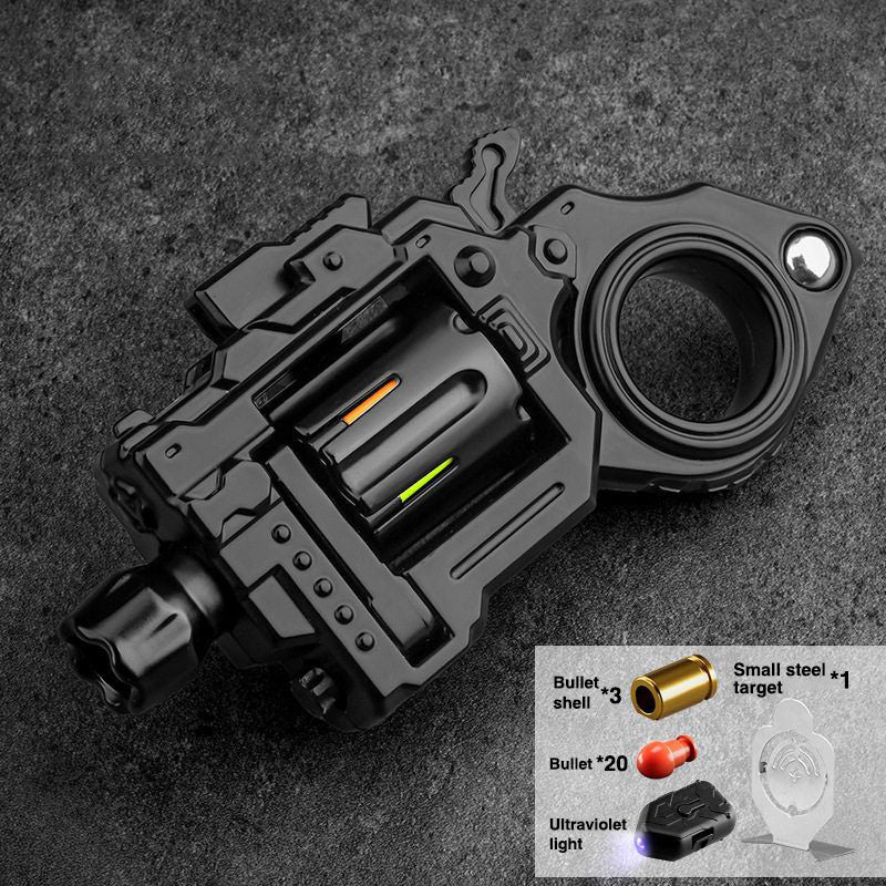 Metal Fidget Toy – Pocket Flash Alloy Revolver Gun with LED Light EDC with Soft Darts