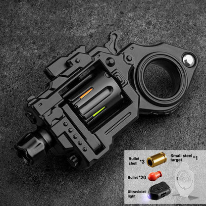 Metal Fidget Toy – Pocket Flash Alloy Revolver Gun with LED Light EDC with Soft Darts