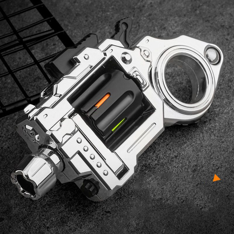 Metal Fidget Toy – Pocket Flash Alloy Revolver Gun with LED Light EDC with Soft Darts