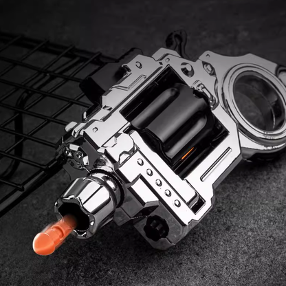 Metal Fidget Toy – Pocket Flash Alloy Revolver Gun with LED Light EDC with Soft Darts