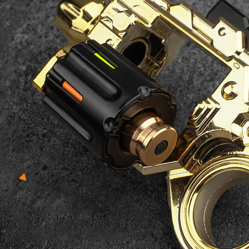 Metal Fidget Toy – Pocket Flash Alloy Revolver Gun with LED Light EDC with Soft Darts