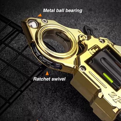 Metal Fidget Toy – Pocket Flash Alloy Revolver Gun with LED Light EDC with Soft Darts